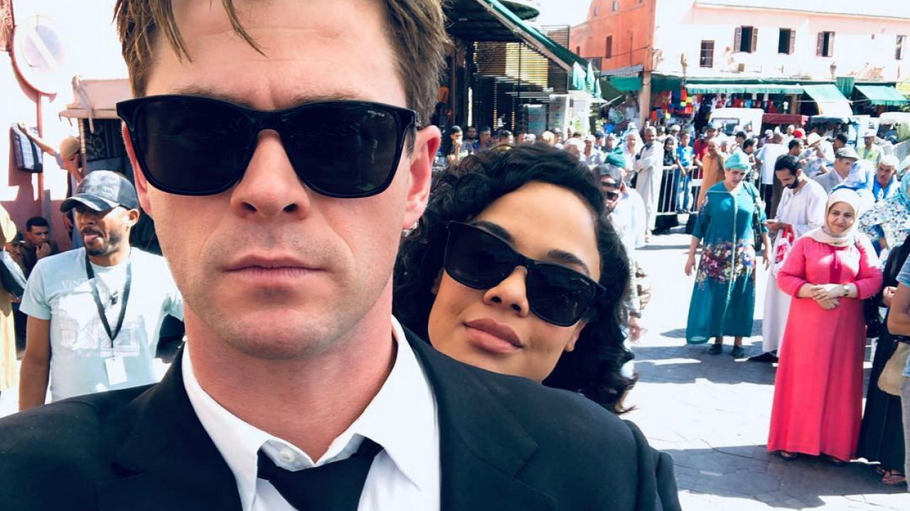 Chris Hemsworth Emma Thompson fin tournage Men in Black