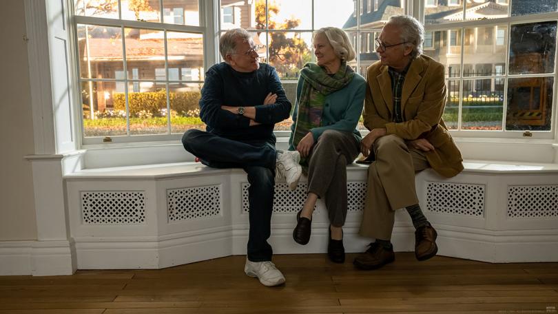 Robert Zemeckis, Robin Wright et Tom Hanks sur le tournage de Here